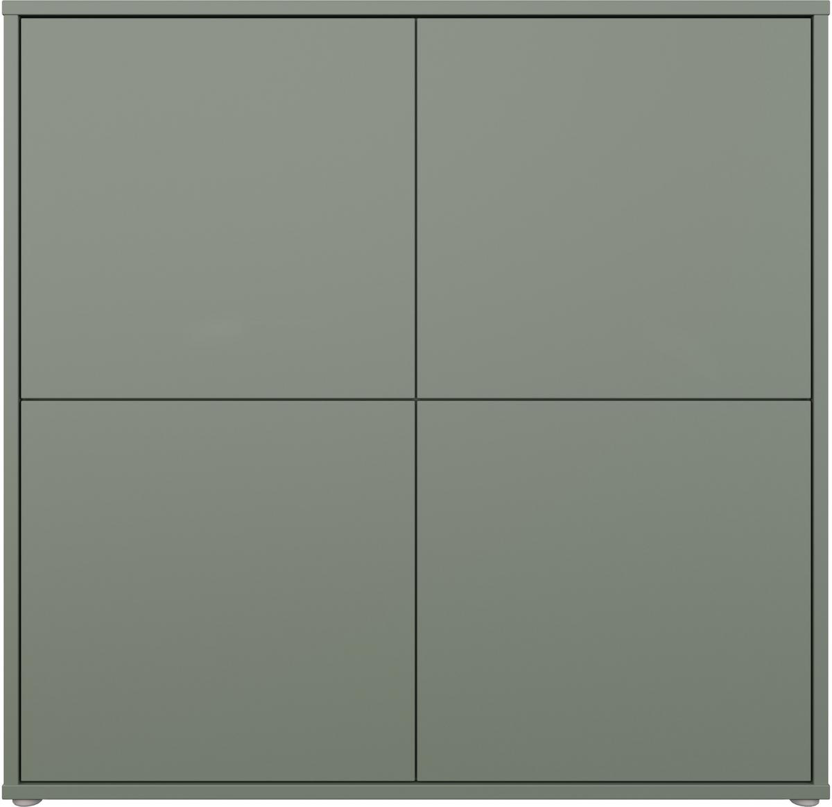 Visoka Komoda Alice, Žajbljevo Zelena - siva/žajbljevo zelena, Moderno, umetna masa/leseni material (124,5/121,5/34,9cm) - Carryhome