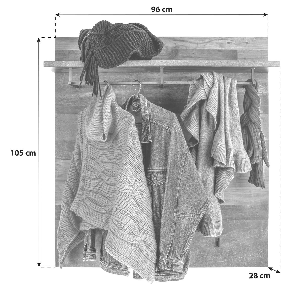 Garderobni Panel Ontario - siva/boje hrasta, Trend, drvni materijal (96/105/28cm) - Zandiara