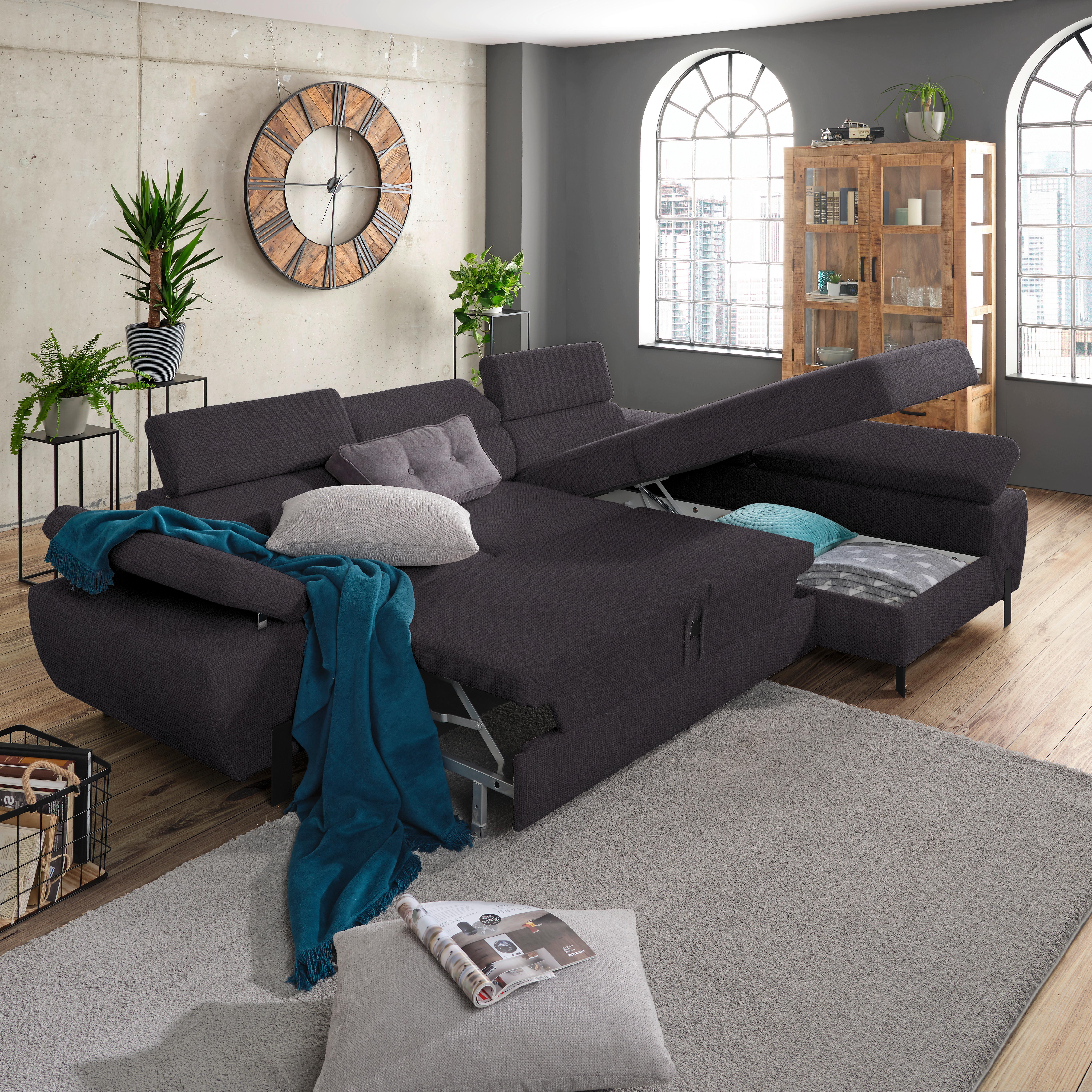 Ecksofa Molina Mini Molina Mini Schwarz - Schwarz, MODERN, Holz/Holzwerkstoff (277/189cm) - Mömax