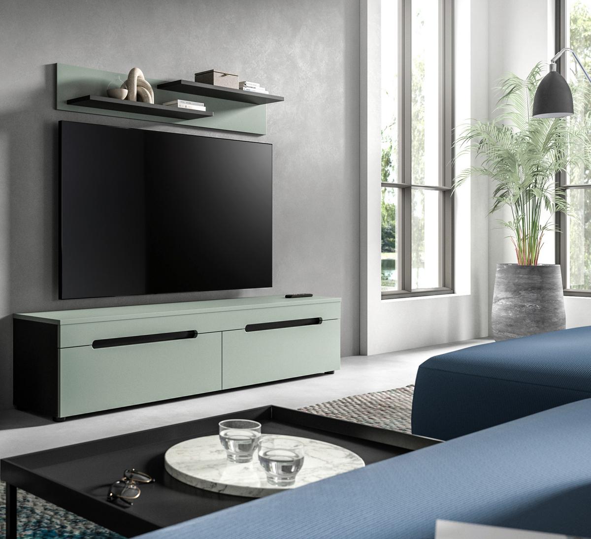 Dnevni Regal Canu, Sivozelena, 2-Delni - črna, Design, umetna masa/leseni material (170/38/33cm) - Livetastic