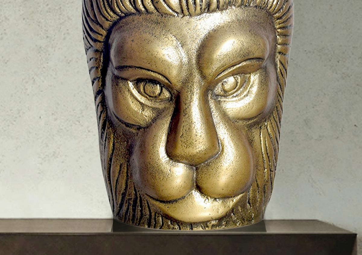 Dekorativna Vaza Lion - zlate barve, Design, kovina (18/21/18cm) - Livetastic