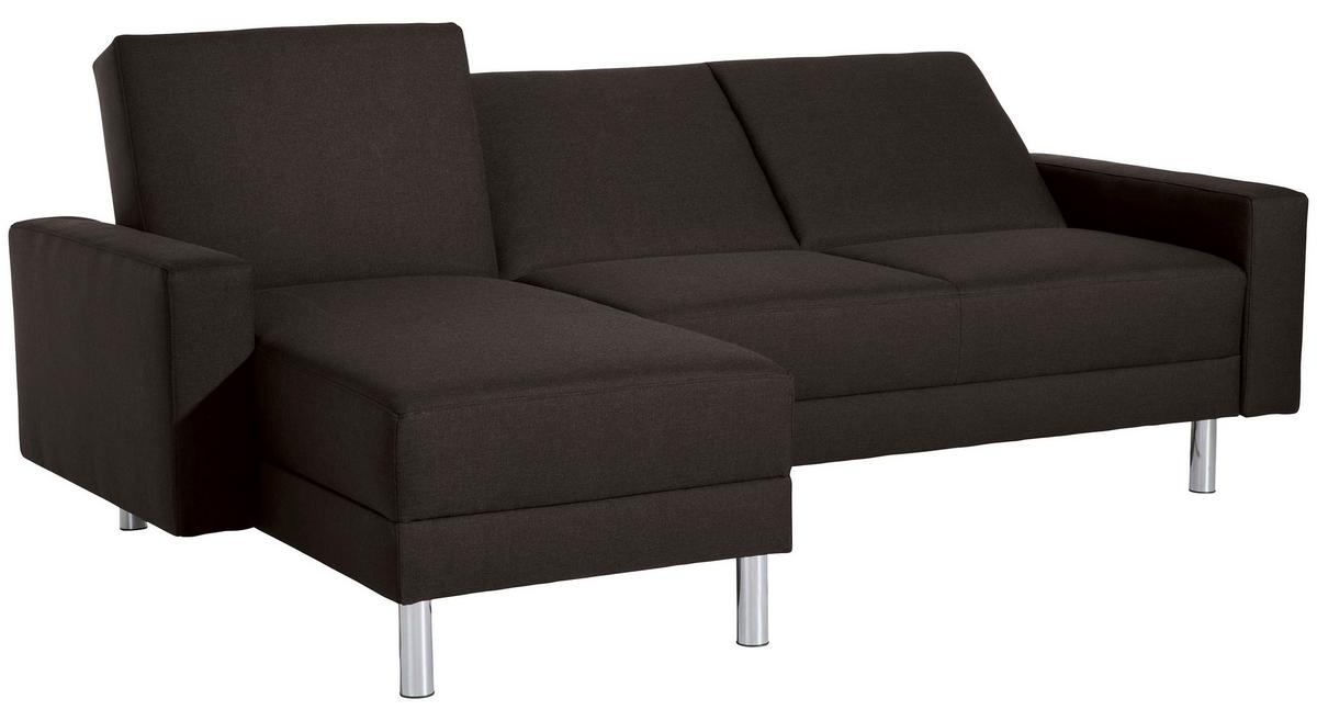 ECKSCHLAFSOFA JUST FASHION - Chromfarben/Dunkelbraun, KONVENTIONELL, Textil/Metall (152/230cm) - Max Winzer