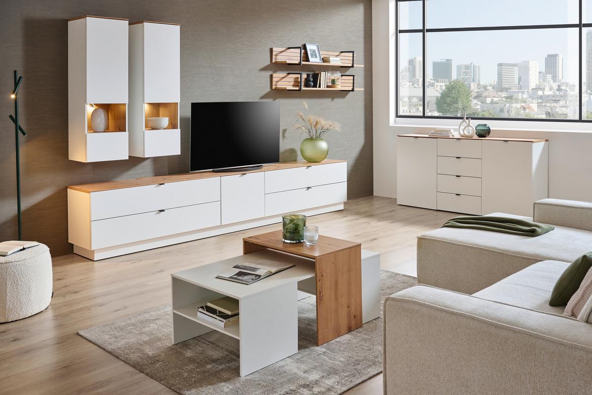 SZAFKA RTV DIANA   -HOM IN- - czarny/biały, Modern, materiał drewnopochodny/metal (140/62/44cm) - Hom`in