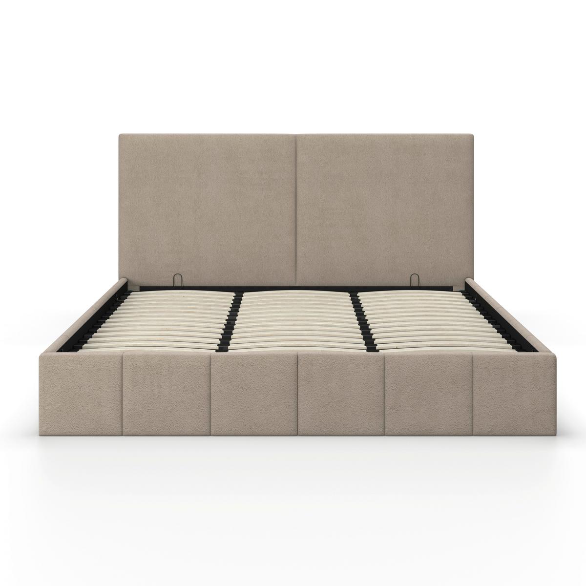 Polsterbett Mila ca. 180x200 cm Taupe Stauraum - Taupe/Schwarz, MODERN, Holz/Holzwerkstoff (180/200cm) - Bessagi Home