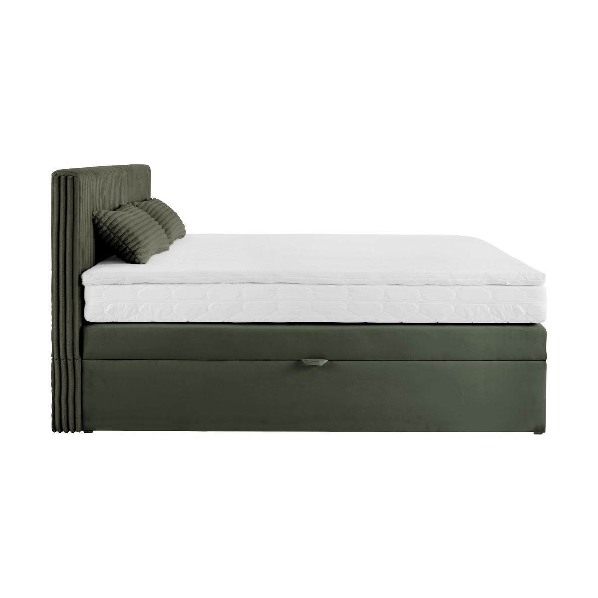 Boxspringbett Rossa in Olivgrün ca. 180x200cm - Schwarz/Olivgrün, KONVENTIONELL, Holzwerkstoff/Kunststoff (180/200cm) - Mömax