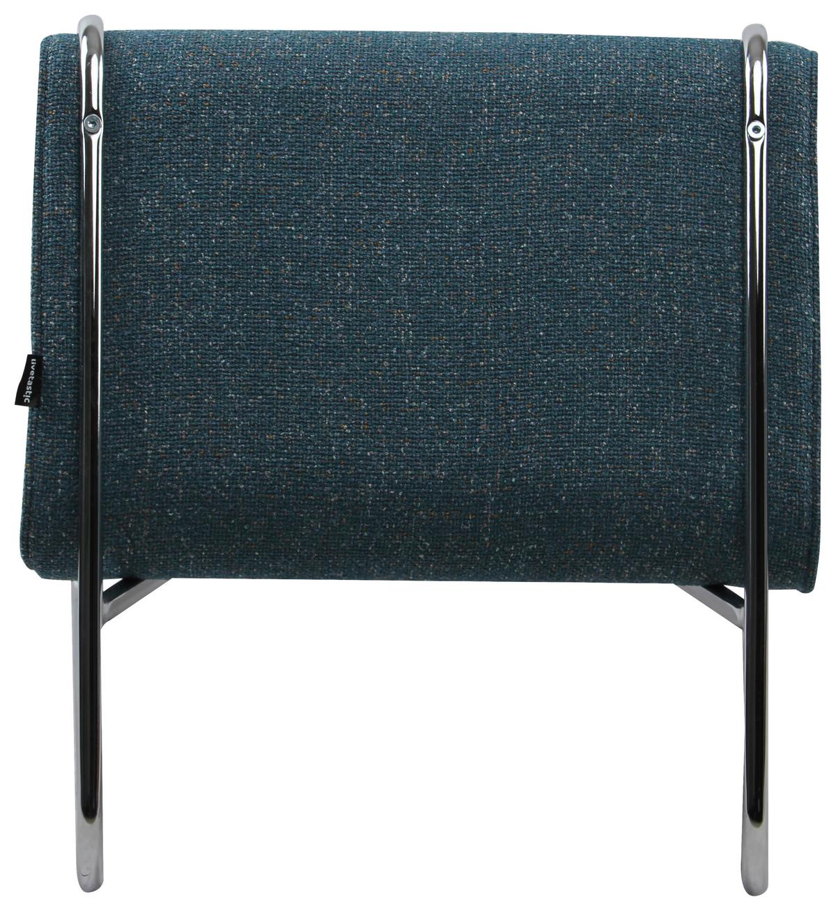 FOTEL DESIGNERSKI NAOMI - niebieski/kolor chromowy, Modern, metal/tkanina (62/85/65cm) - Livetastic