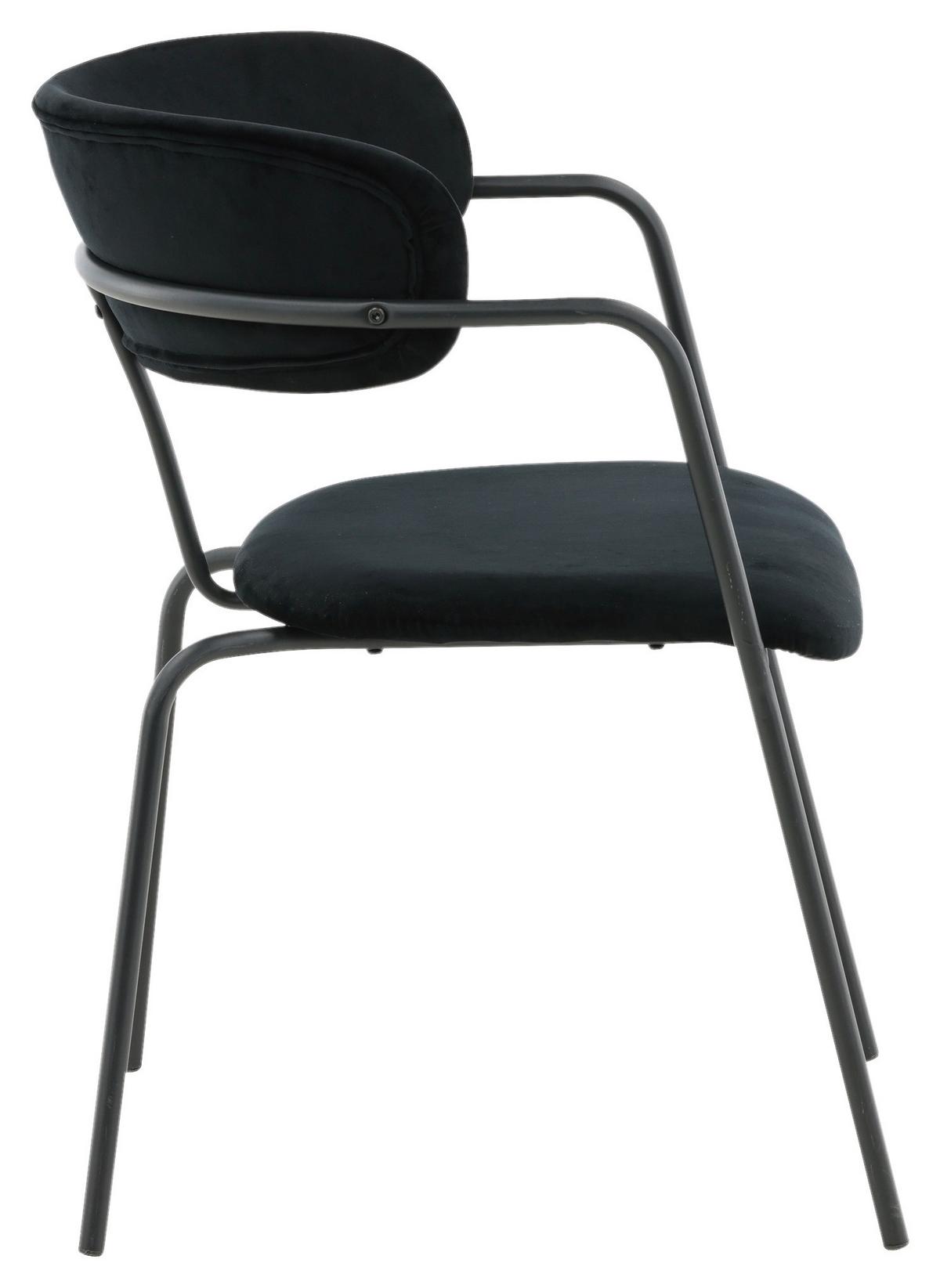 Stuhl-Set Arrow 2er-Set ca. 58x79 cm Samt Schwarz - Schwarz, Design, Textil/Metall (58/79/61cm) - Livetastic