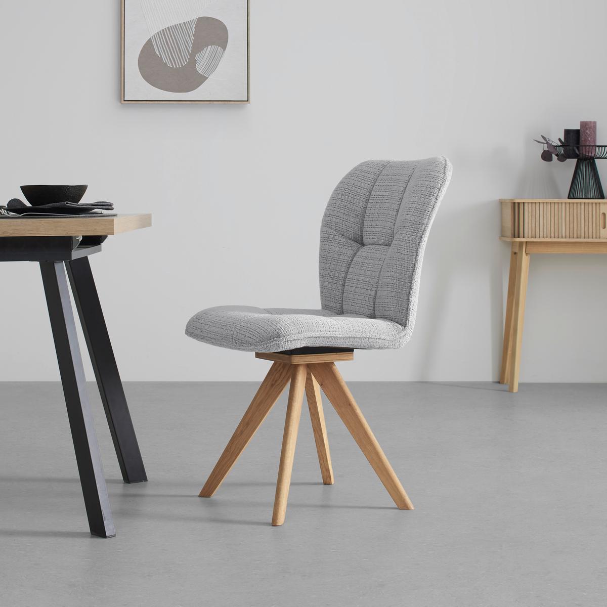 Stuhl Alba Hellgrau - Eichefarben/Hellgrau, Modern, Holz/Textil (50/91/63cm) - Mömax