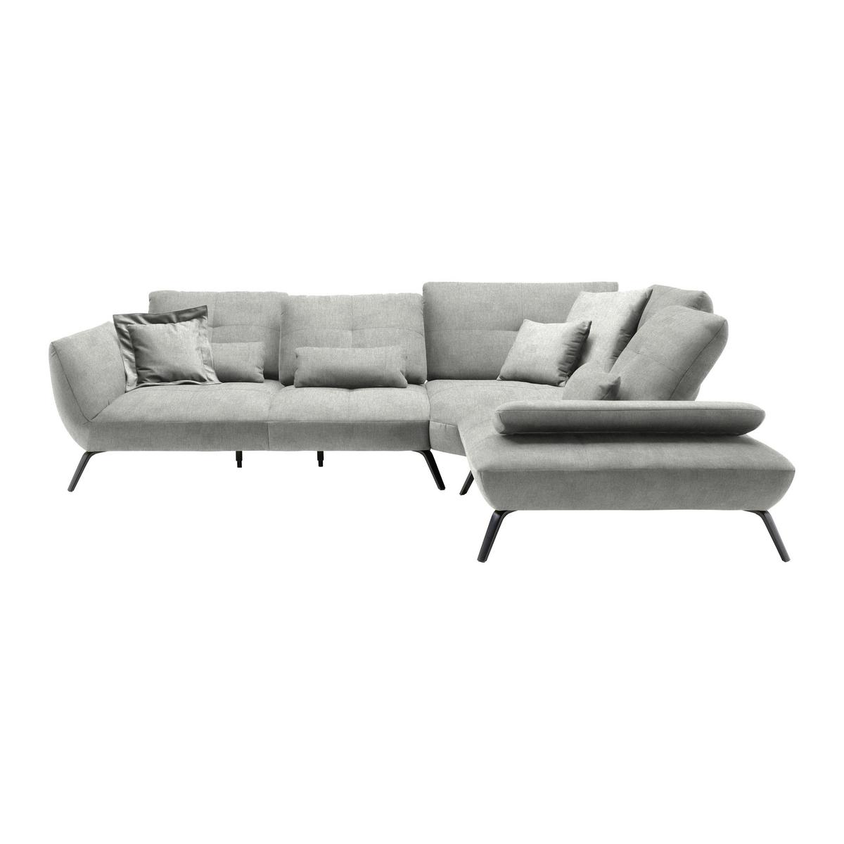 Wohnlandschaft Trendy Silberfarben - Silberfarben/Schwarz, MODERN, Holzwerkstoff/Textil (310/93/250cm) - Premium Living