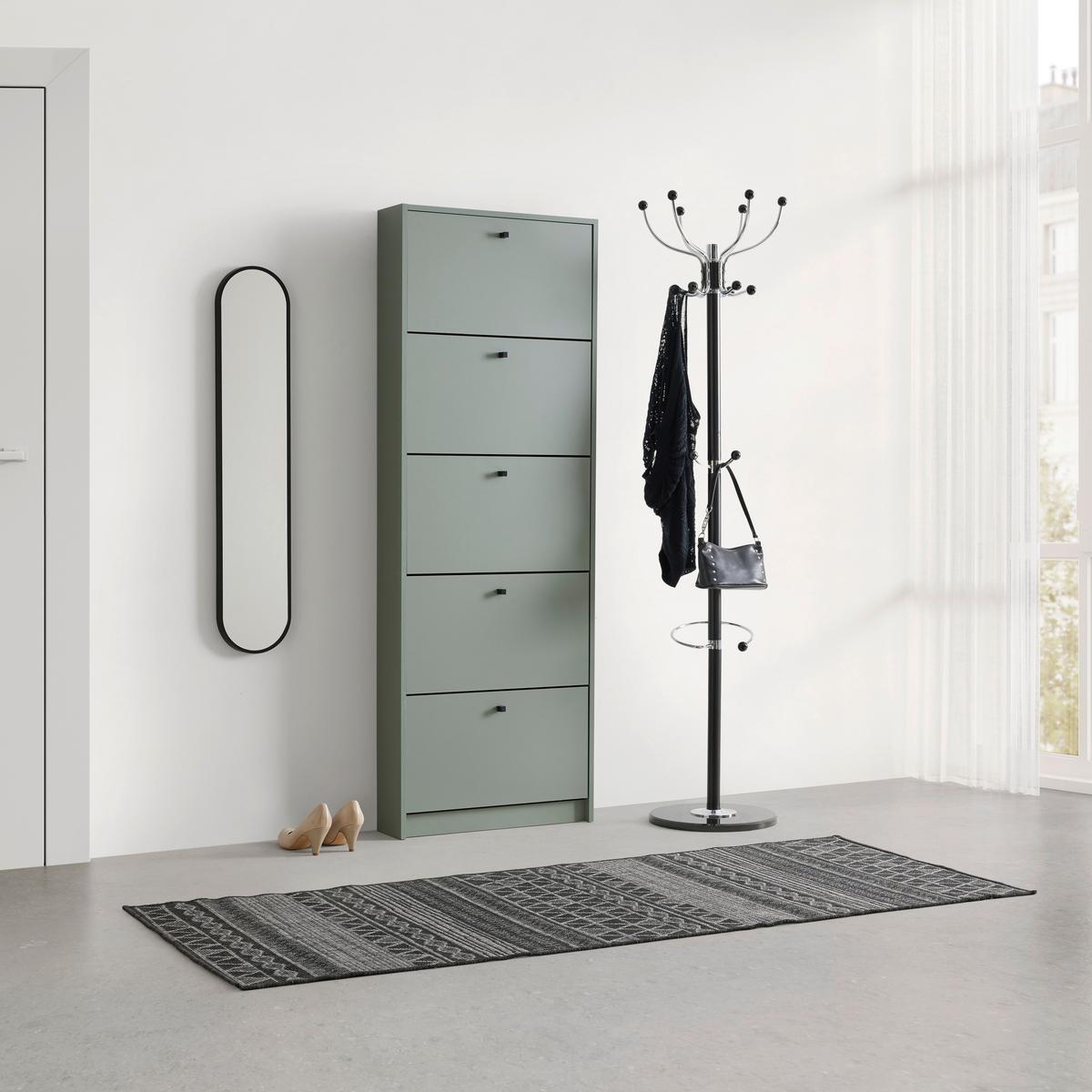 Omara Z Loputami Za Čevlje Flip, Zelena - črna/metino zelena, Moderno, kovina/leseni material (60/168/16cm) - Mömax