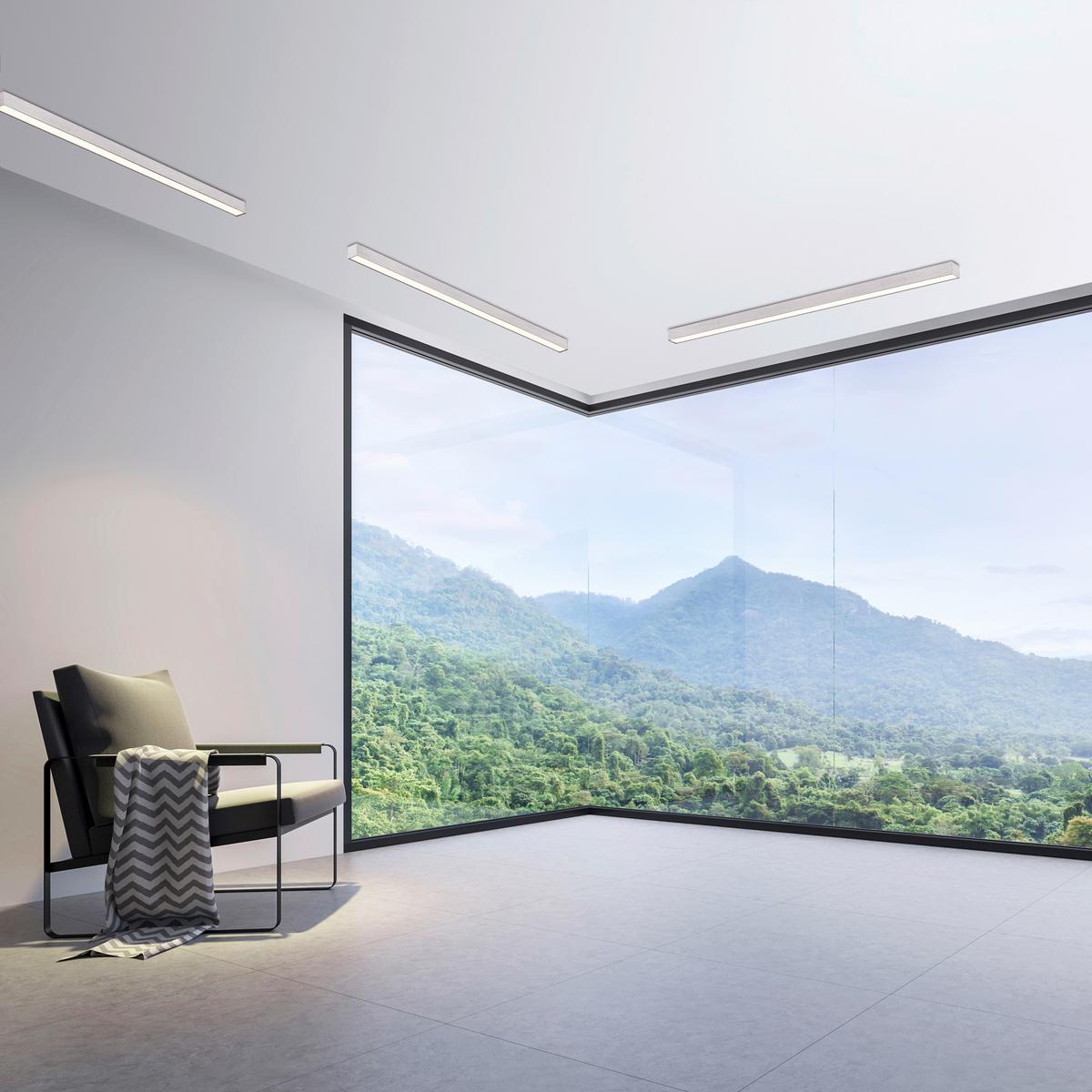 LAMPA SUFITOWA LED 6021-95 PURE-LINES - kolor aluminiowy, Design, tworzywo sztuczne/metal (110/3,8/3,9cm) - Neuhaus PURE