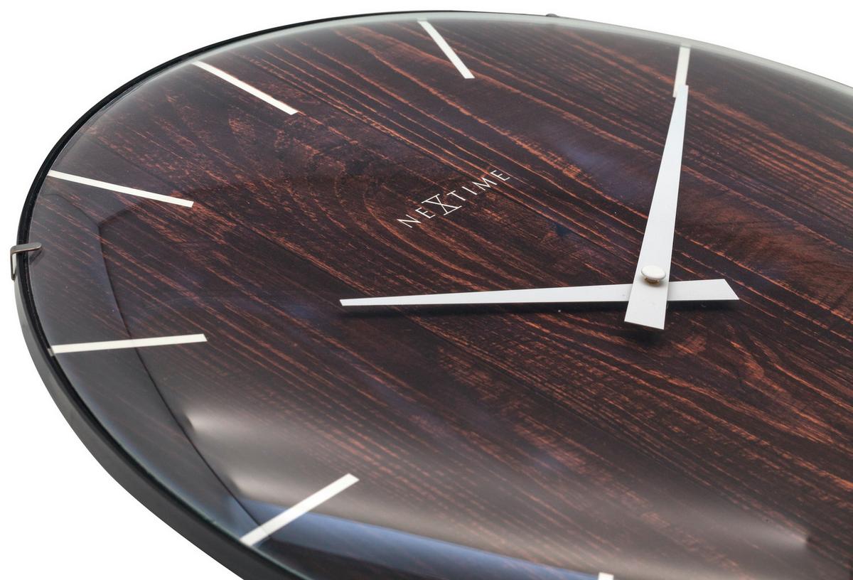 Wanduhr Edge Wood Dome Braun - Braun, Basics, Glas (35/35/3cm) - Nextime