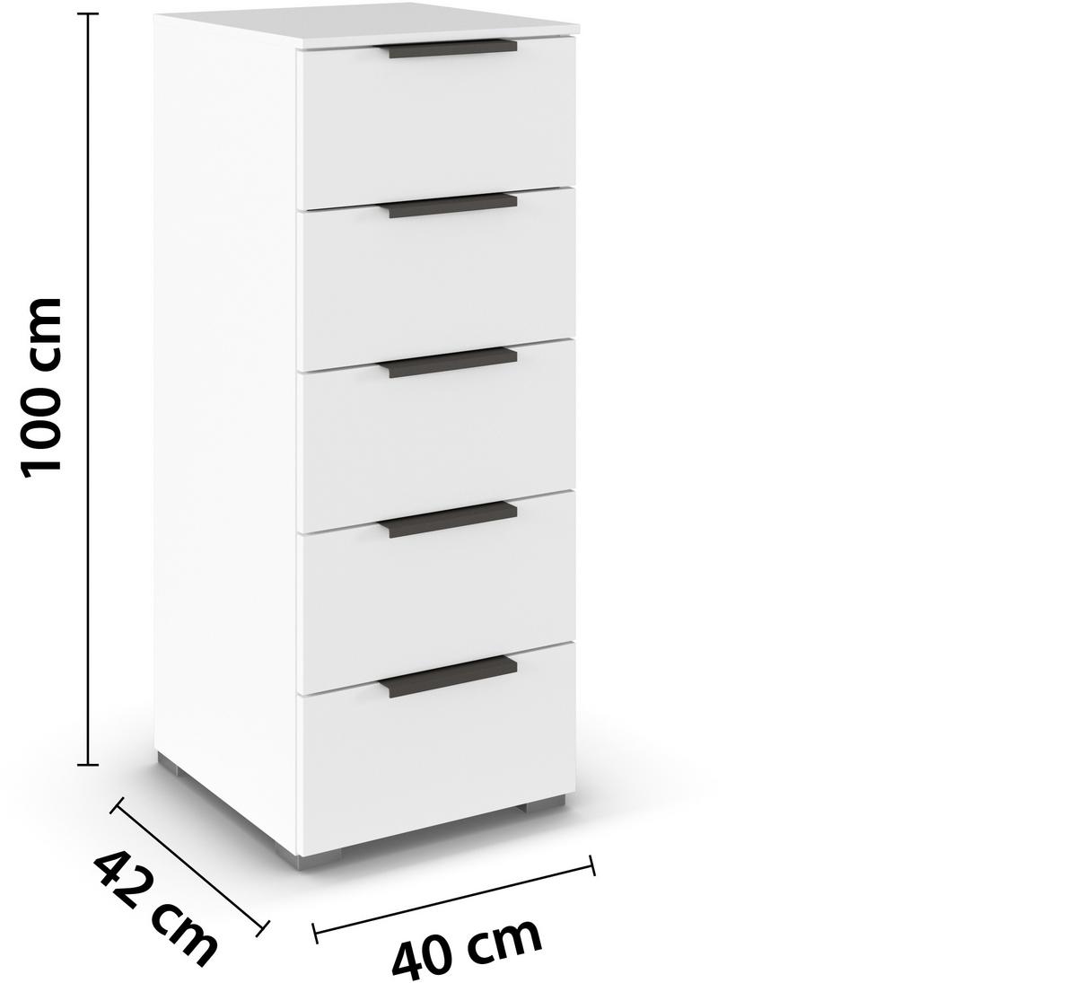 Komoda Paola, Bela - bela/barve aluminija, Trend, kovina/leseni material (40/100/42cm) - Novel