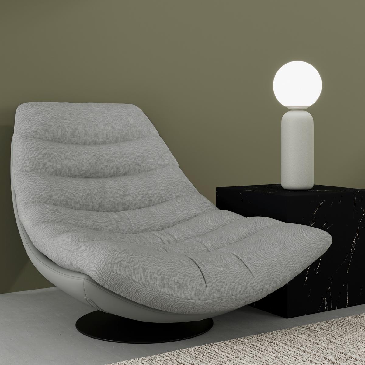 Sessel Lena Grau Struktursamt/Lederlook - Schwarz/Grau, MODERN, Textil/Metall (92/78/110cm) - Bessagi Home