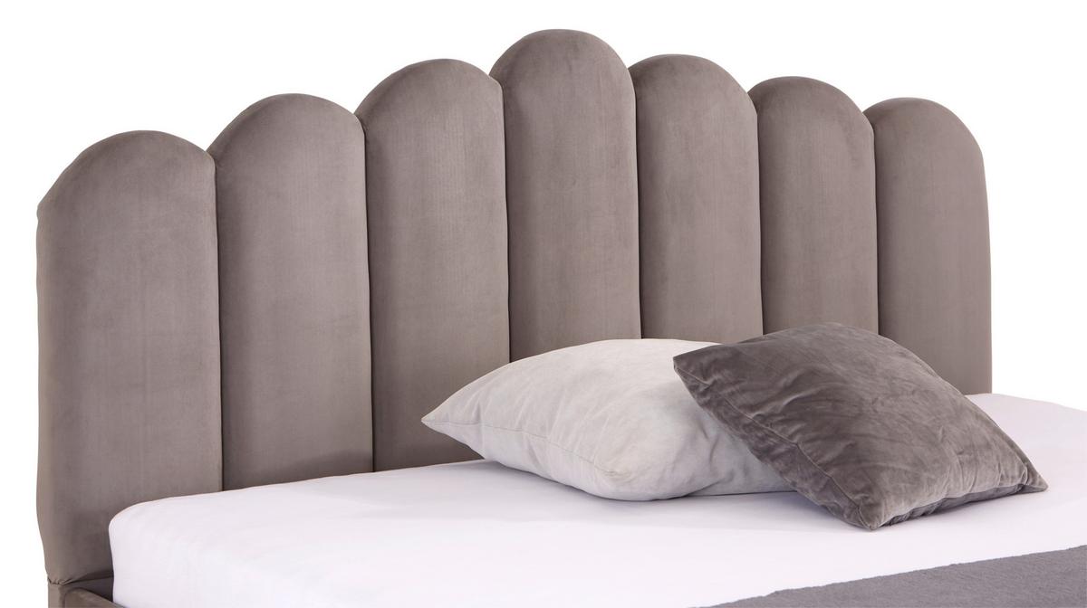 Oblazinjena Postelja Lucy, Siva, 180x200 - zlate barve/črna, Moderno, kovina/leseni material (180/200cm) - Livetastic