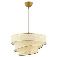 LAMPA WISZĄCA COUPER HAZERAN - CREAM, GOLD - kremowy/kolor złoty, Design, metal/tkanina (40/72cm) - P & B