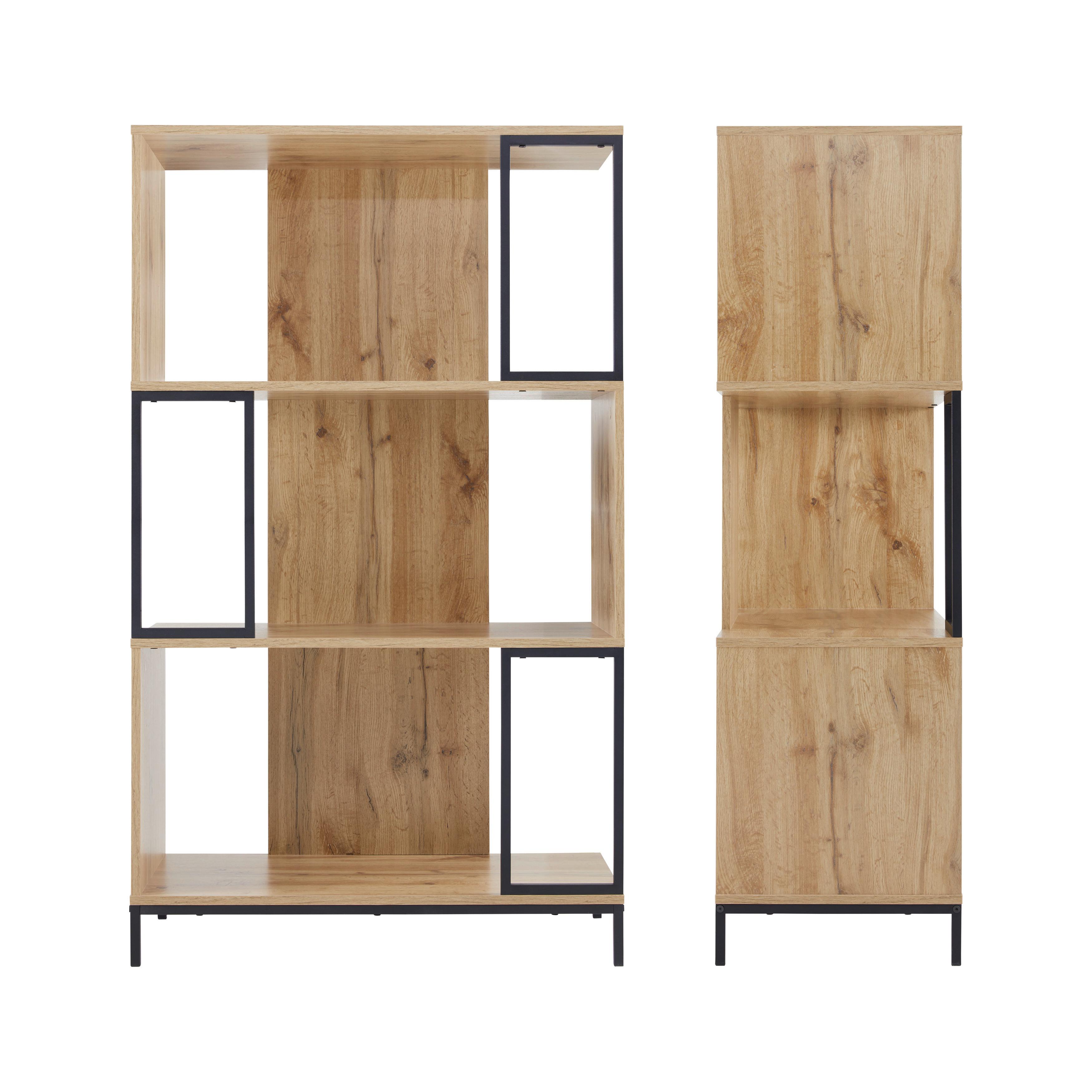 FRISTÅENDE HYLLA GENY - svart/ekfärgad, Modern, metall (80/136/40cm) - Bessagi Home