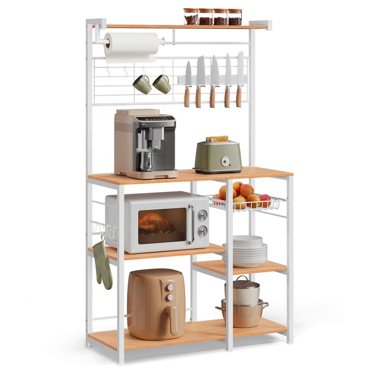 REGAL KITCHEN SHELF - Eichefarben/Weiß, MODERN, Holzwerkstoff/Metall (90/167/42cm) - MID.YOU