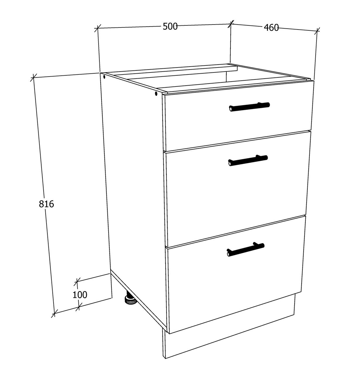 Kuhinjska Spodnja Omarica Esilo, Hrast, Bela - bela/barve aluminija, Konvencionalno, kovina/leseni material (50/82/46cm) - MID.YOU