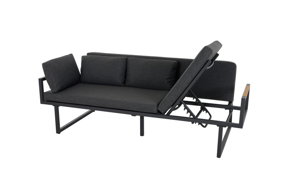 3er-Loungesofa Calera Anthrazit/Echtholz - Anthrazit, Basics, Holz/Textil (219/81/91cm) - Siena Garden