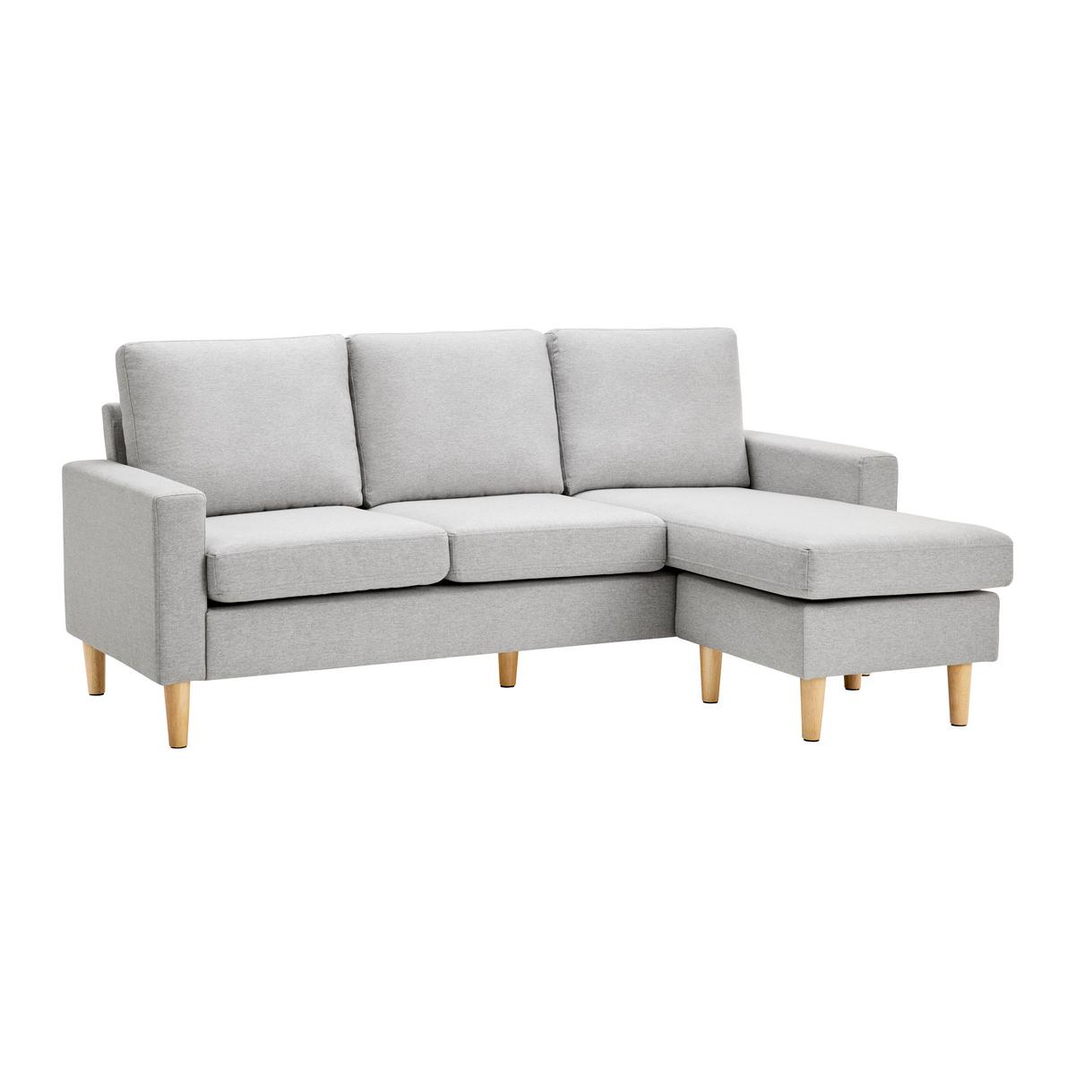 Wohnlandschaft Neomie Hellgrau Leinenoptik - Hellgrau/Naturfarben, Modern, Holz/Textil (198/86/78-135cm) - Bessagi Home