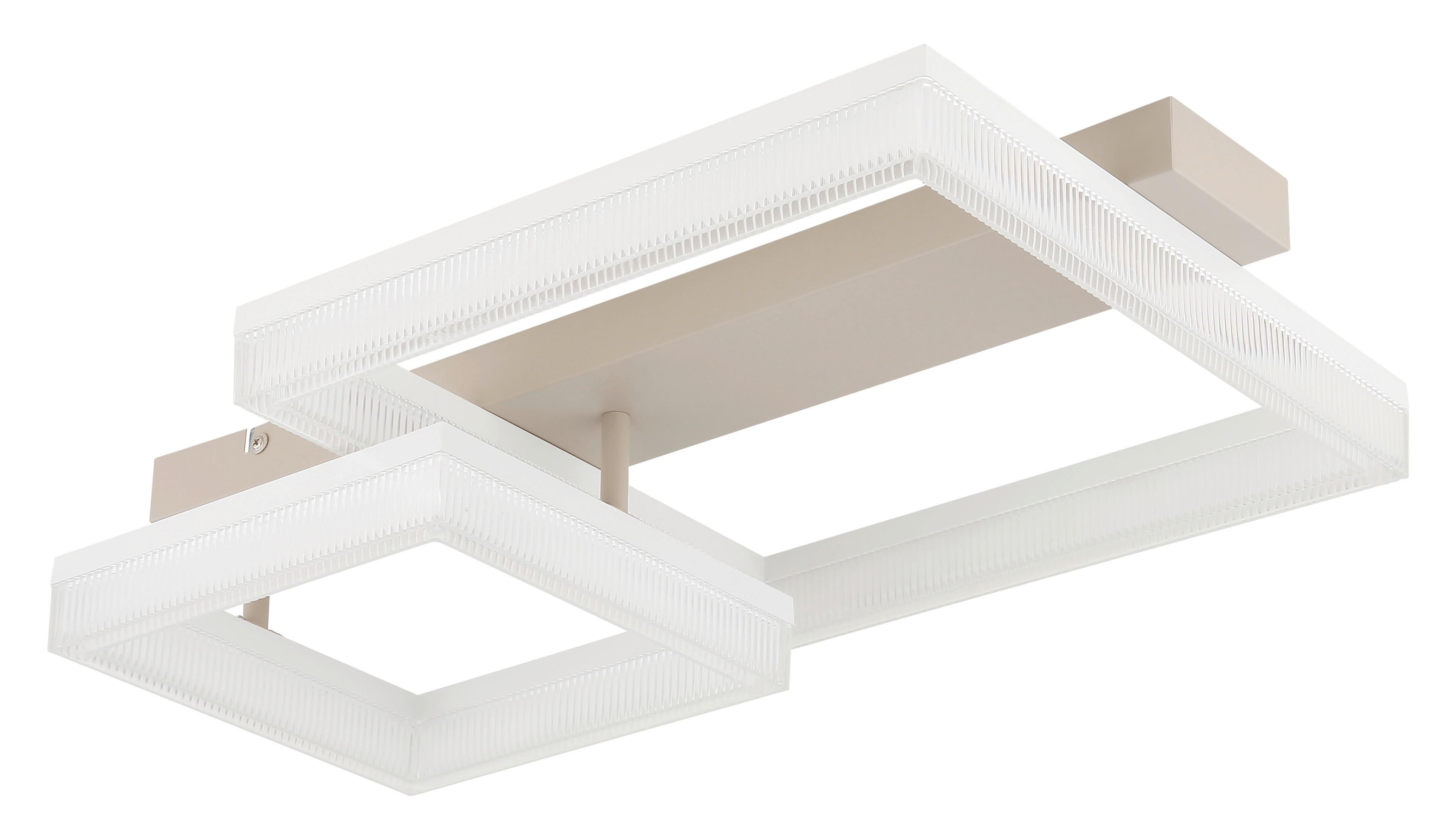 Led Stropna Svjetiljka Zara - bijela/boje pijeska, Design, metal/plastika (53/33/12,3cm) - Globo