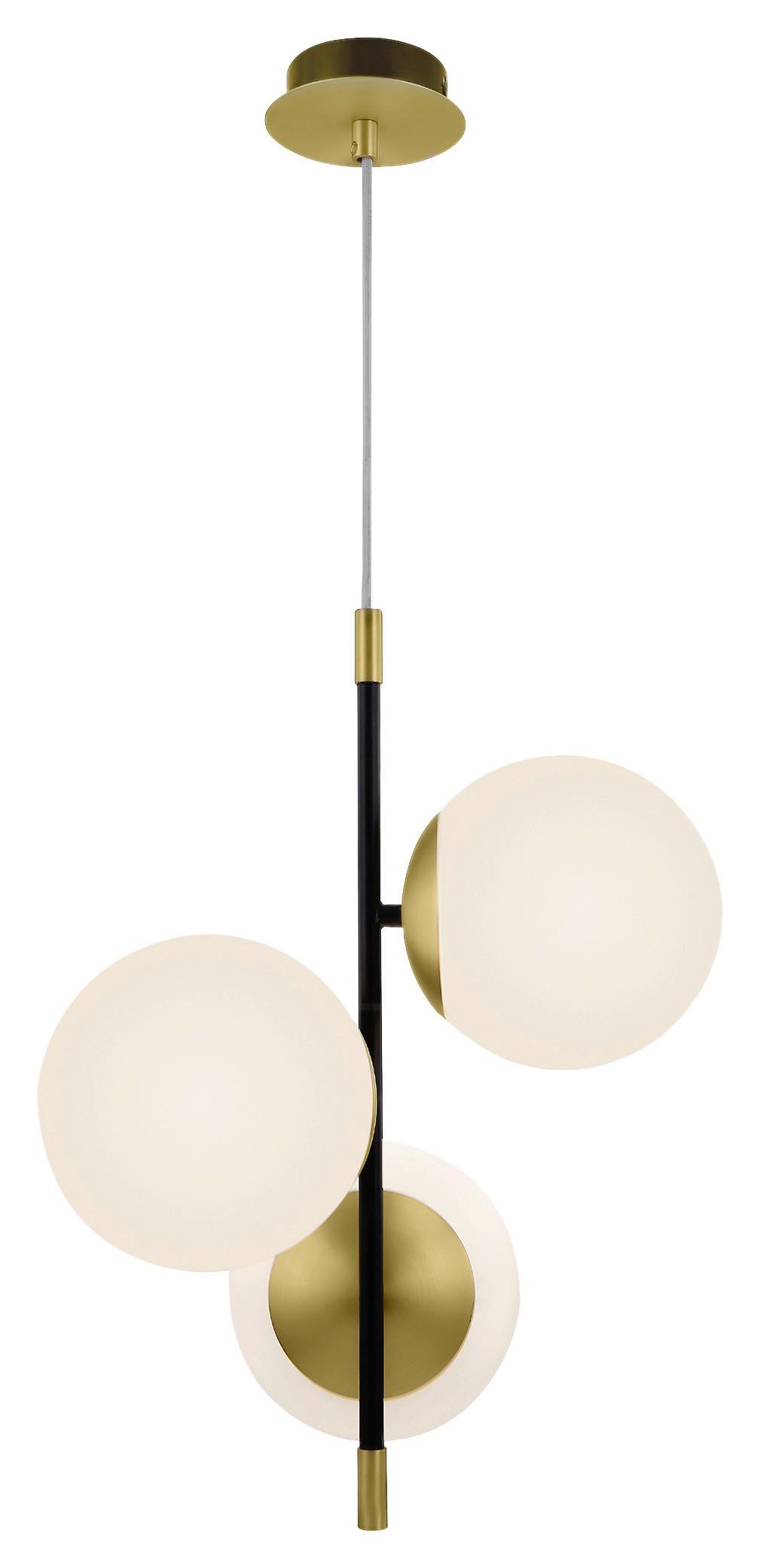 Pendelleuchte Nostalgia Gold/Weiß max. 40 Watt - Goldfarben/Schwarz, Trend, Glas/Metall (33,3/43/33,3cm) - MAYTONI