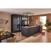 Einbauküche Manhattan Eiche Nero - Eichefarben/Grau, MODERN, Holzwerkstoff (275/284,5cm) - Nolte Küchen