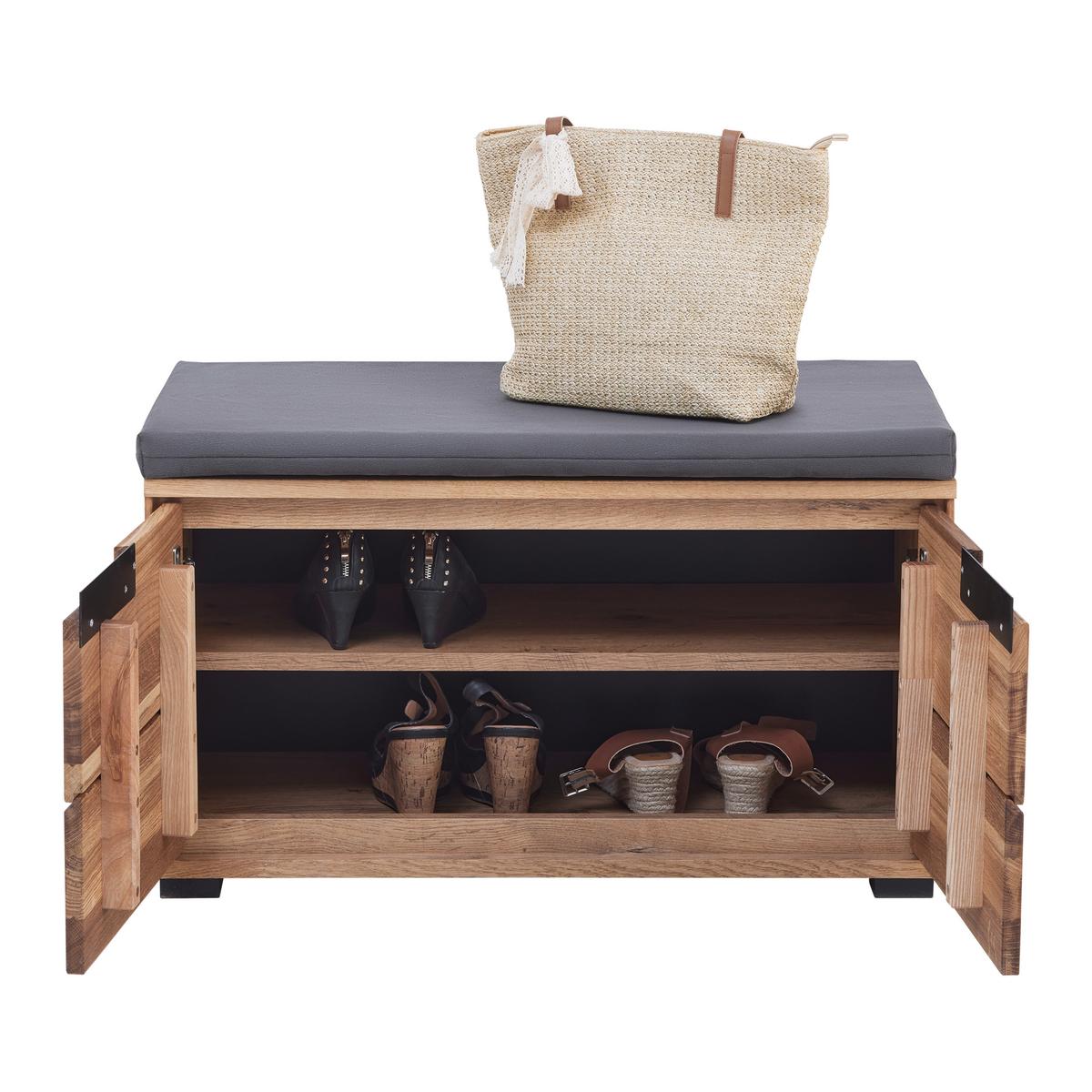 Garderobenbank Lola in Wildeiche - Wildeiche/Schwarz, LIFESTYLE, Holz/Holzwerkstoff (80/47/40cm) - ecoTree