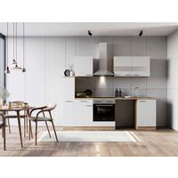 Küchenblock Merle m. Geräten Weiß - Edelstahlfarben/Eichefarben, Basics, Glas/Holzwerkstoff (250cm) - Respekta