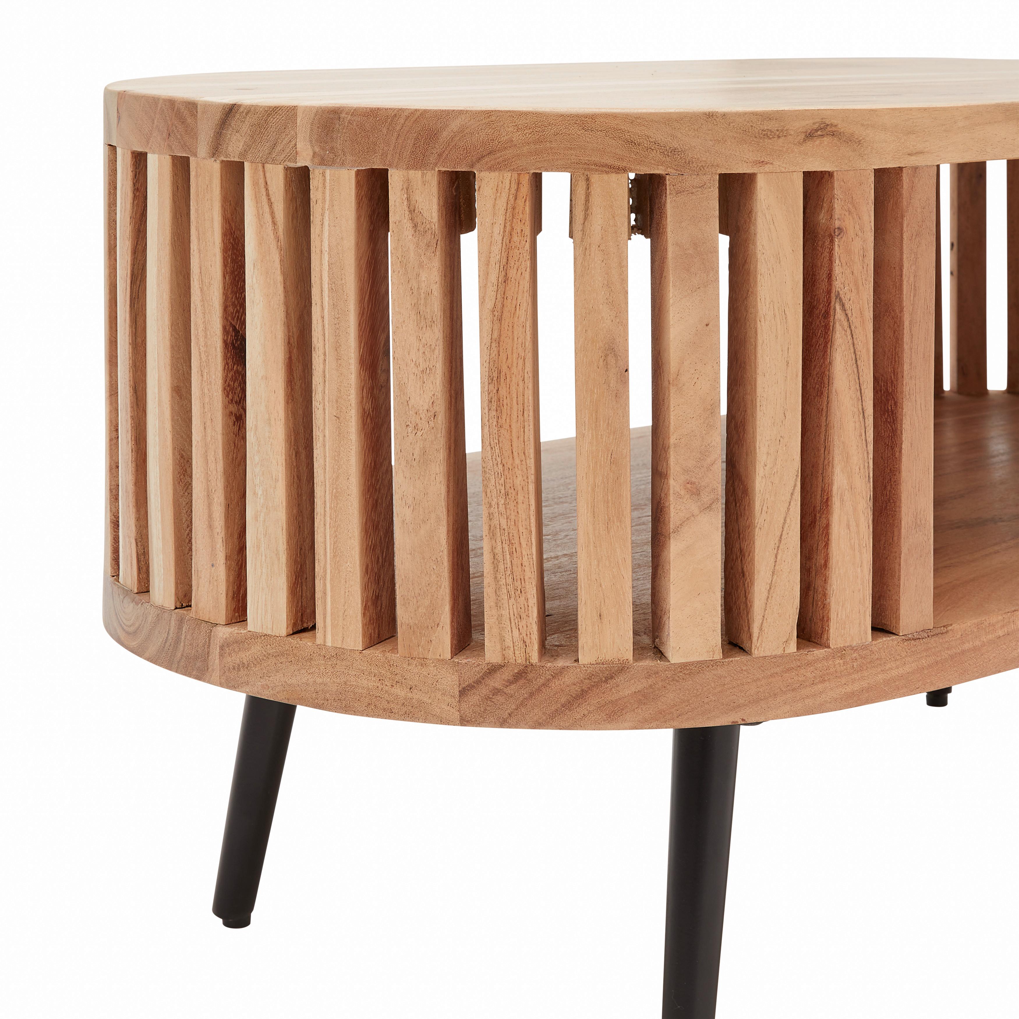 SOFFBORD MADDI - svart/naturfärgad, Lifestyle, metall/trä (80/40/40cm) - Mömax