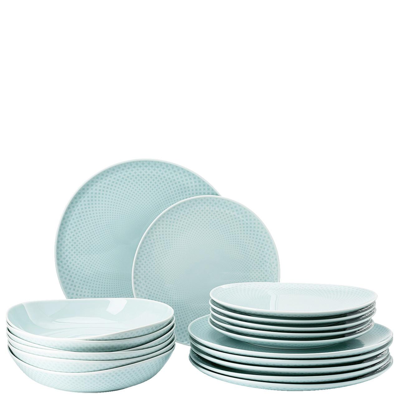 SERWIS OBIADOWO-ŚNIADANIOWY OPAL GREEN ROSENTHAL - szałwiowy, Basics, ceramika (32/31,7/28,1cm) - Rosenthal
