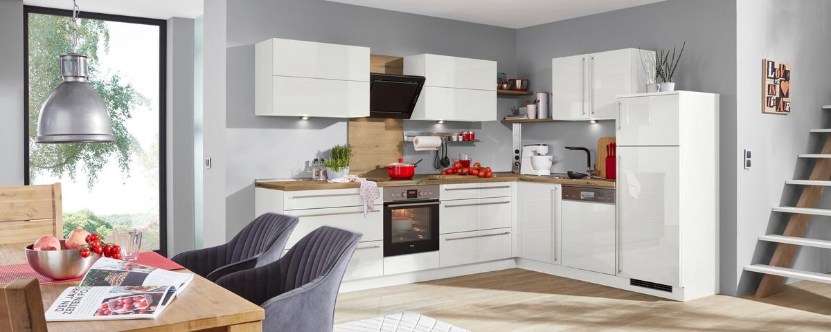 Eckküche Nolte Lux in Weiß - Weiss/Grau, Modern (235/305cm) - Dieter Knoll