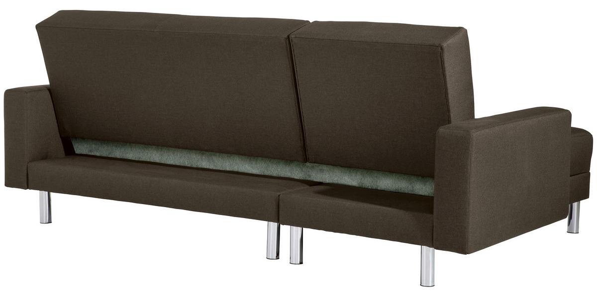ECKSCHLAFSOFA JUST FASHION - Chromfarben/Braun, KONVENTIONELL, Textil/Metall (152/230cm) - Max Winzer