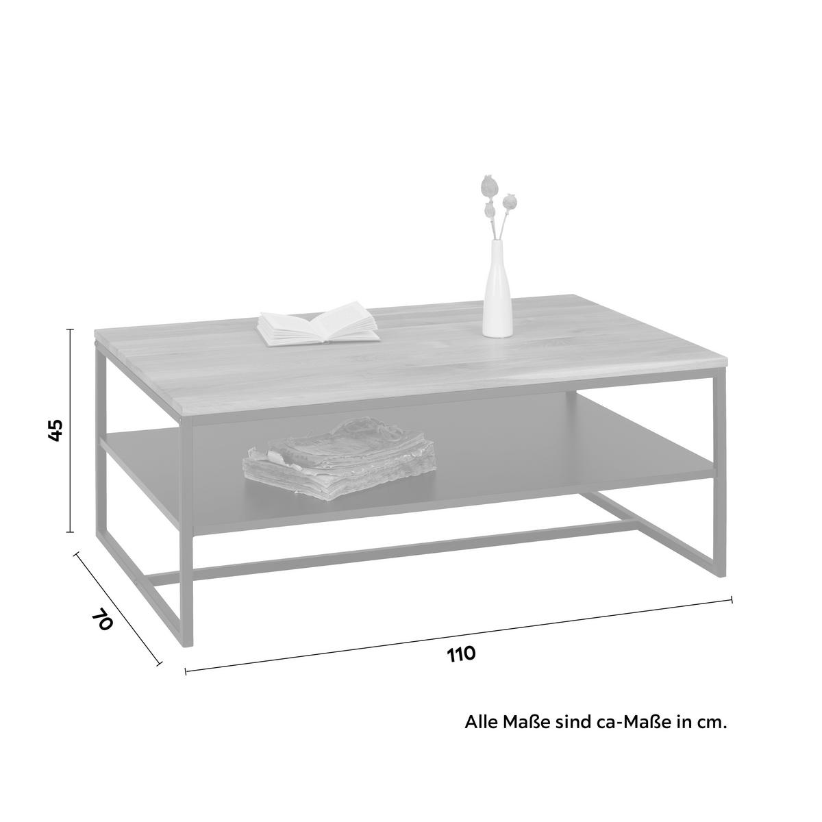 Couchtisch in Schwarz/Eichefarben - Eichefarben/Schwarz, LIFESTYLE, Holz/Metall (110/70/45cm) - Based