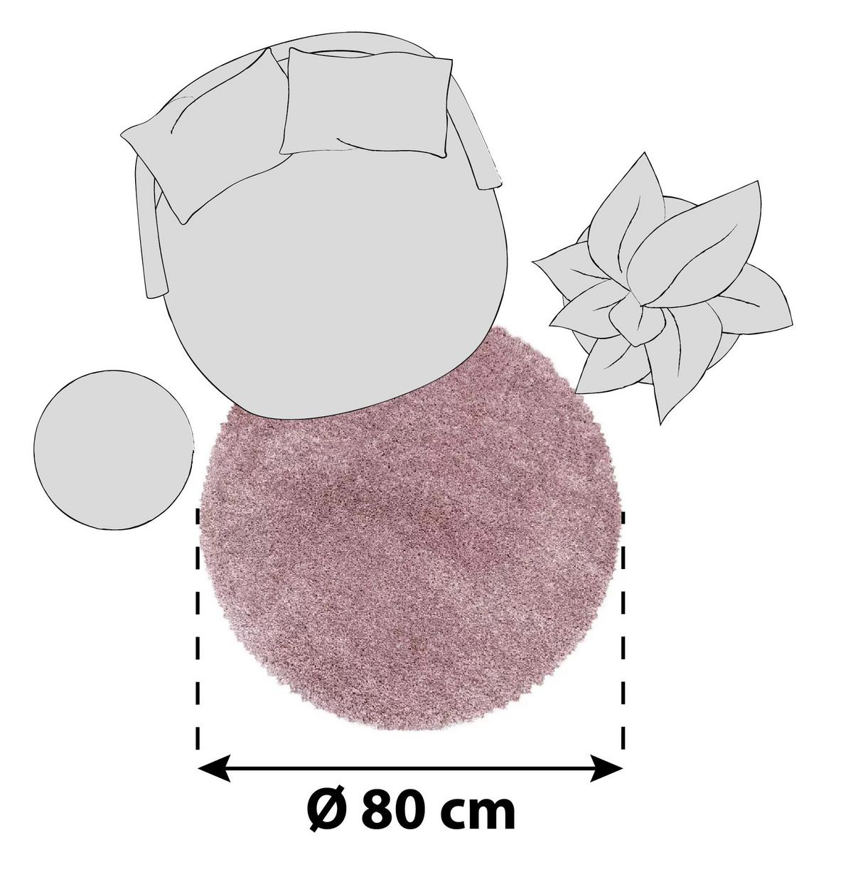 Hochflorteppich Fluffy Rosa ca. 80cm - Rosa, Basics, Textil (80cm)