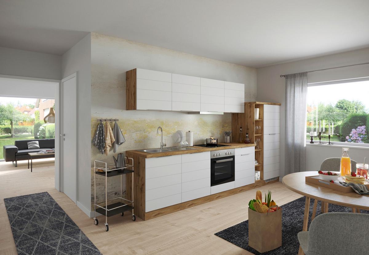 Backofen-/Kühlschrank Umbauschrank Florenz ca. 60 cm - Eiche Wotan/Weiß, Design, Holzwerkstoff/Metall (60/165/60cm) - Held