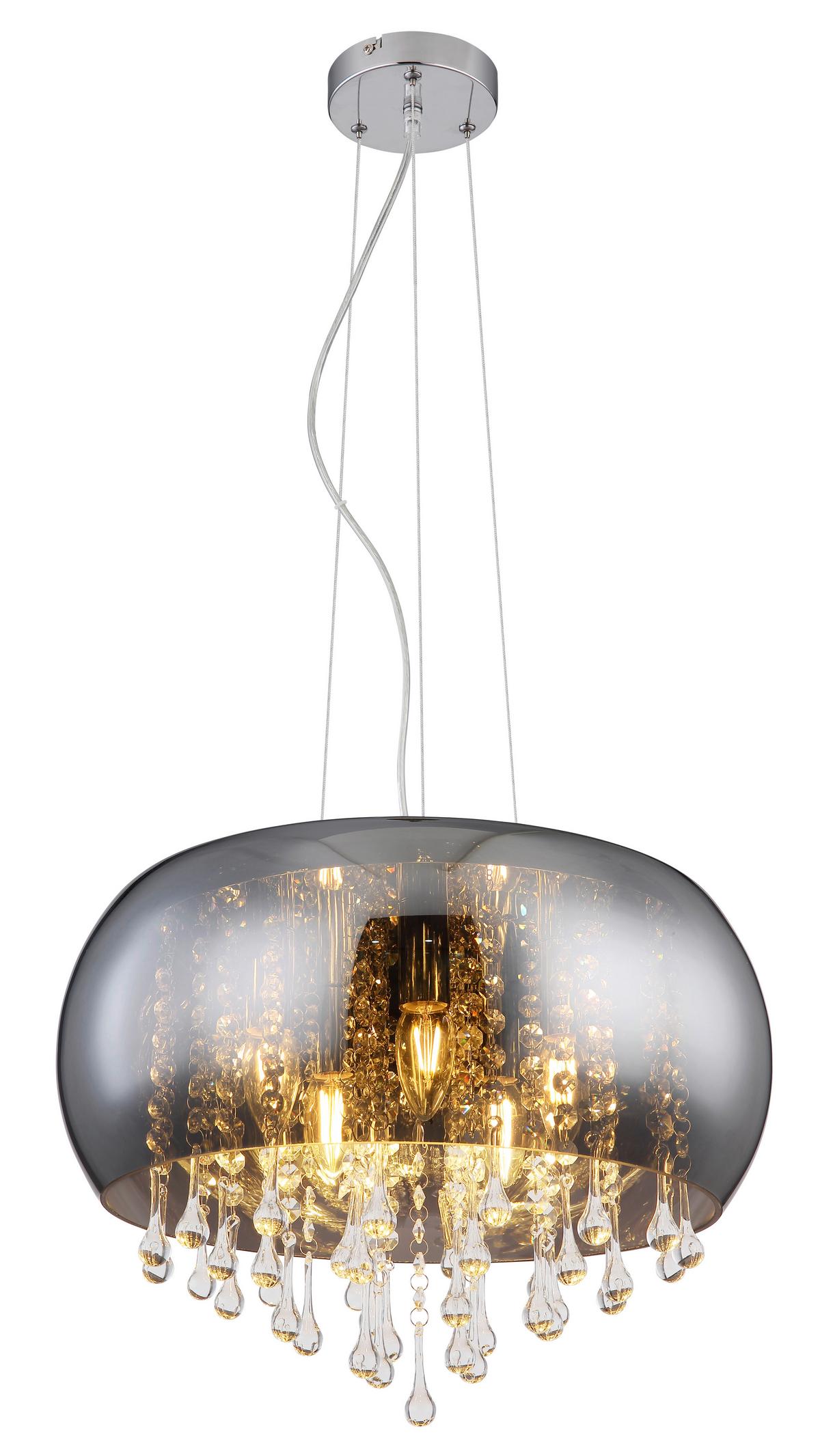 HÄNGELEUCHTE KALLA D/H: 440/1200CM RAUCH - Klar/Chromfarben, Basics, Glas/Metall (44/120cm) - Globo