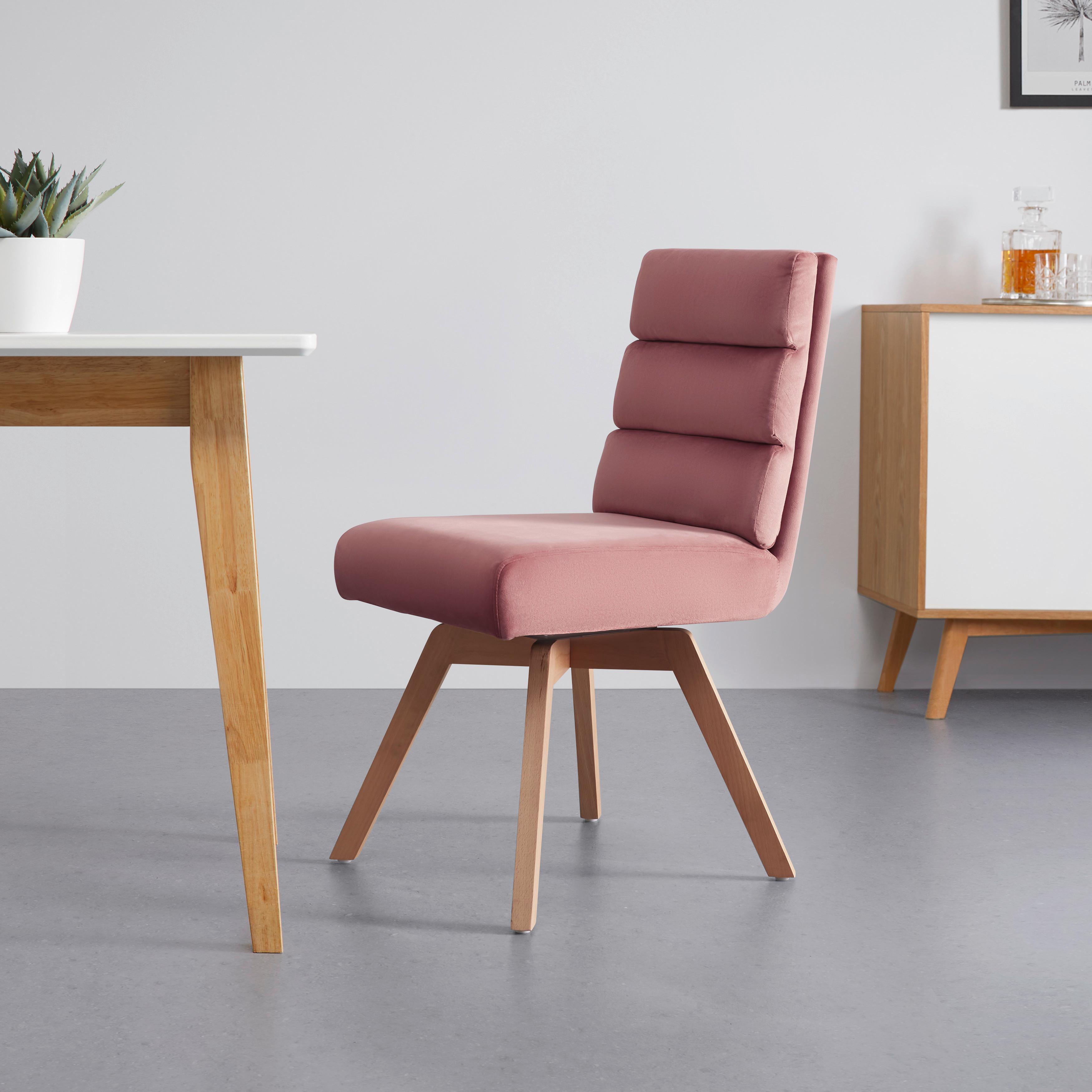 Stuhl "Katrin", rosa - Pink/Naturfarben, MODERN, Holz/Textil (45/62/88cm) - Bessagi Home