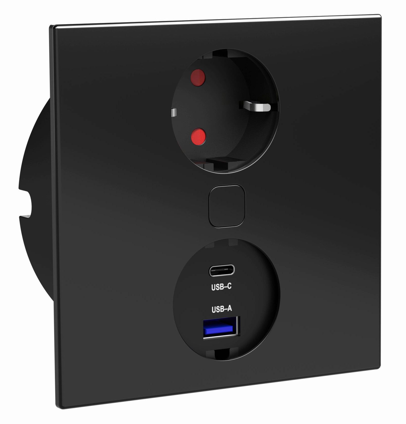 Steckdosenelement Schwarz - Schwarz, Kunststoff (11,8/11,8/4,5cm) - HKT