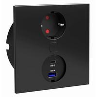 Steckdosenelement Schwarz - Schwarz, Kunststoff (11,8/11,8/4,5cm) - HKT