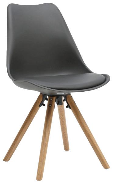 Stol Lilly -Based-, Siva - siva/barve hrasta, Moderno, umetna masa/les (48/81/57cm) - Based