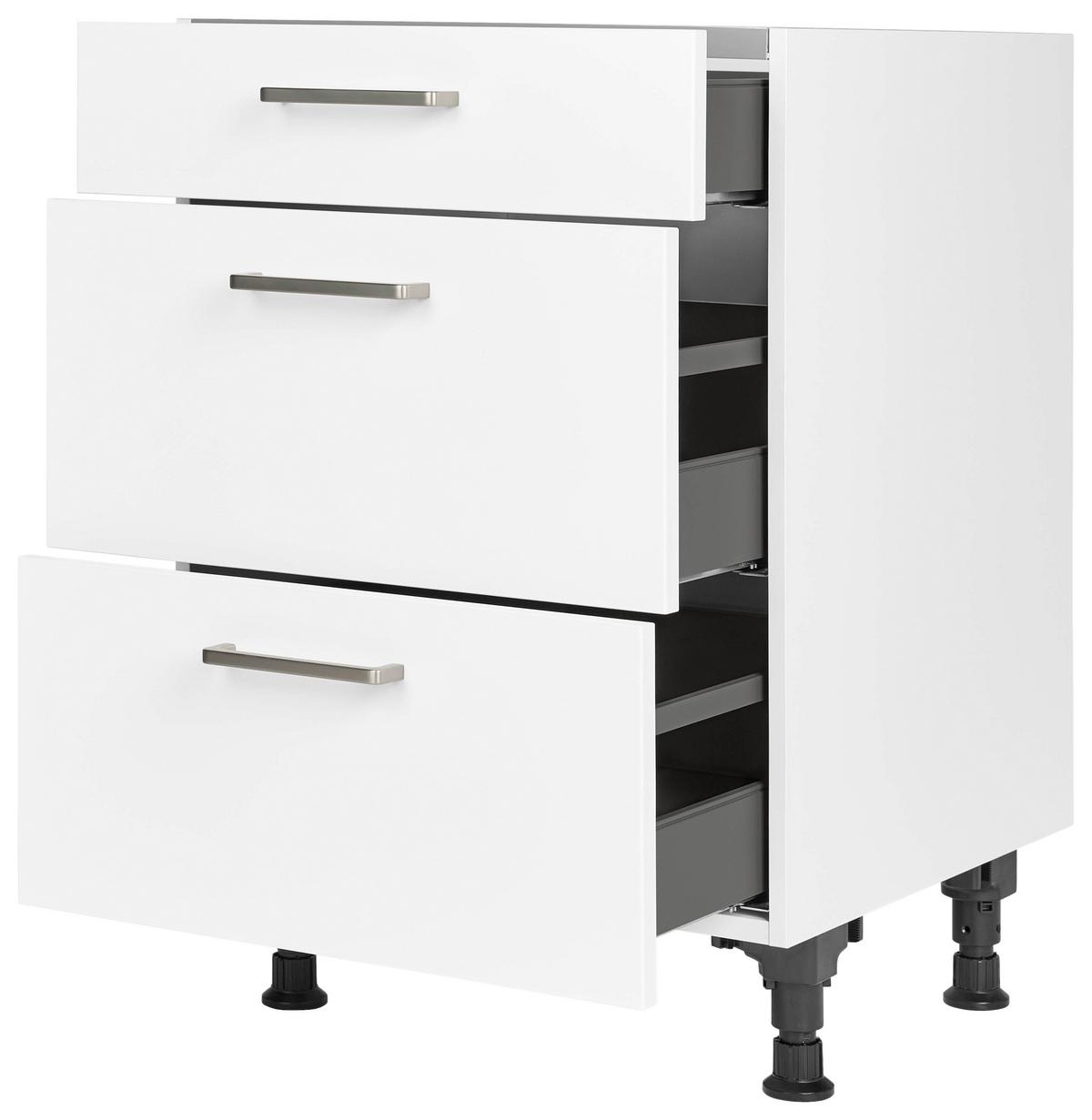 Kochfeldumbauschrank Touch Weiß - Edelstahlfarben/Weiß, MODERN, Holzwerkstoff/Metall (60/87/56cm) - Nobilia