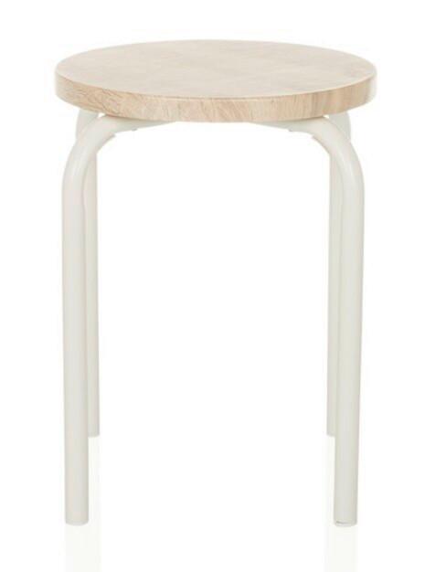 Tabure Alranda, Bela, Barva Hrasta - barve hrasta/bela, Moderno, kovina/leseni material (34/46/34cm) - MID.YOU