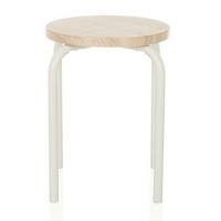 Tabure Alranda, Bela, Barva Hrasta - barve hrasta/bela, Moderno, kovina/leseni material (34/46/34cm) - MID.YOU