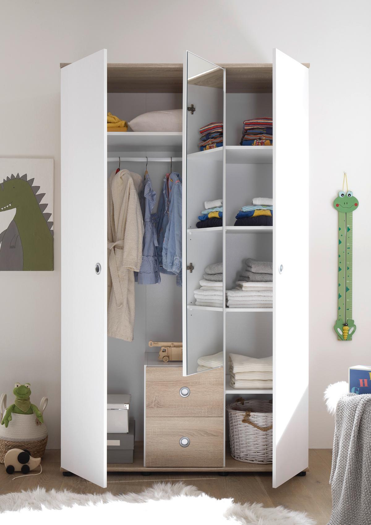 Kombinirana Omara Wiki, Bela, Barva Hrasta - bela/barve aluminija, Konvencionalno, umetna masa/steklo (115/190/52cm)