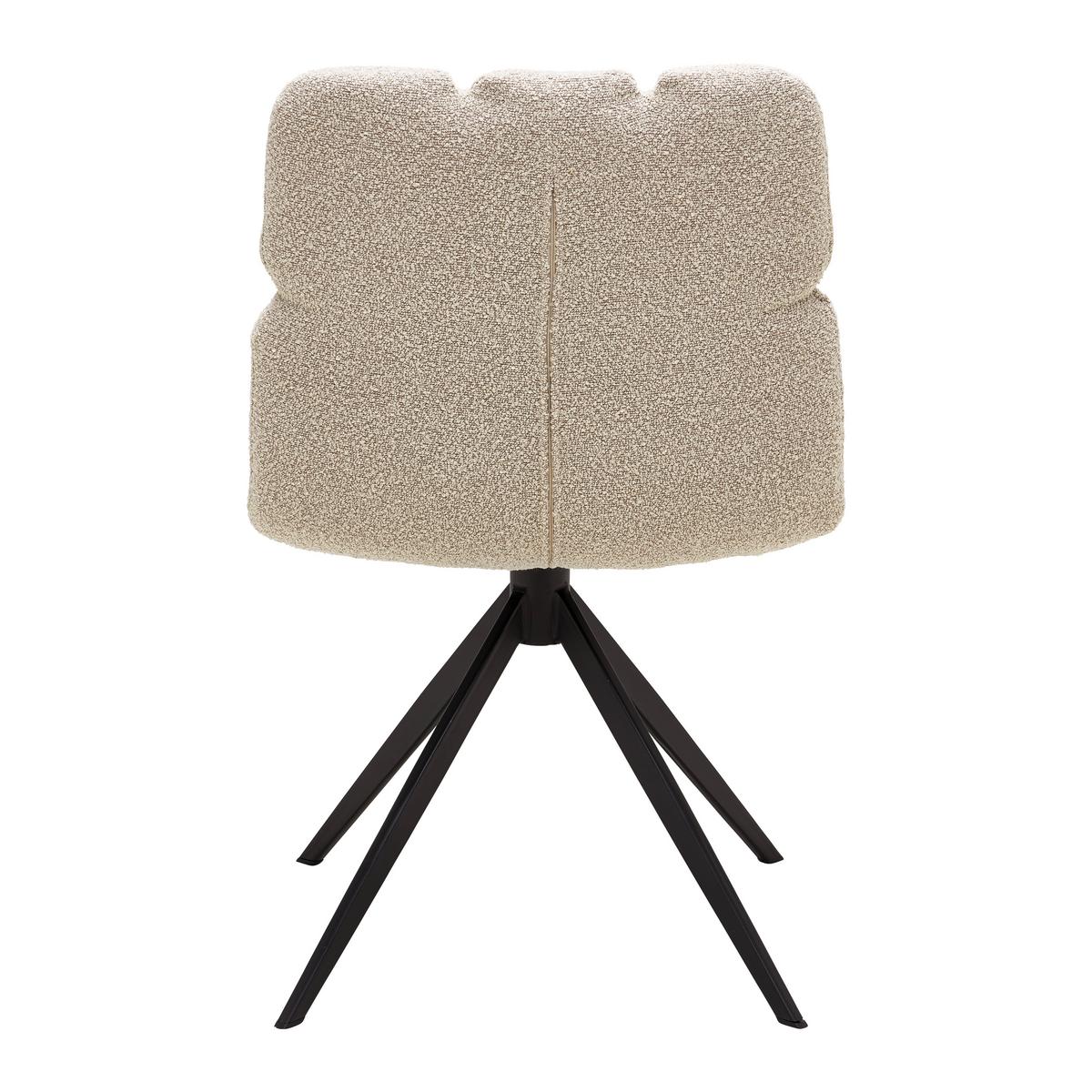 Stuhl Malu Beige Boucle drehbar Gepolstert - Beige/Schwarz, MODERN, Textil/Metall (53/68/83cm) - Bessagi Home