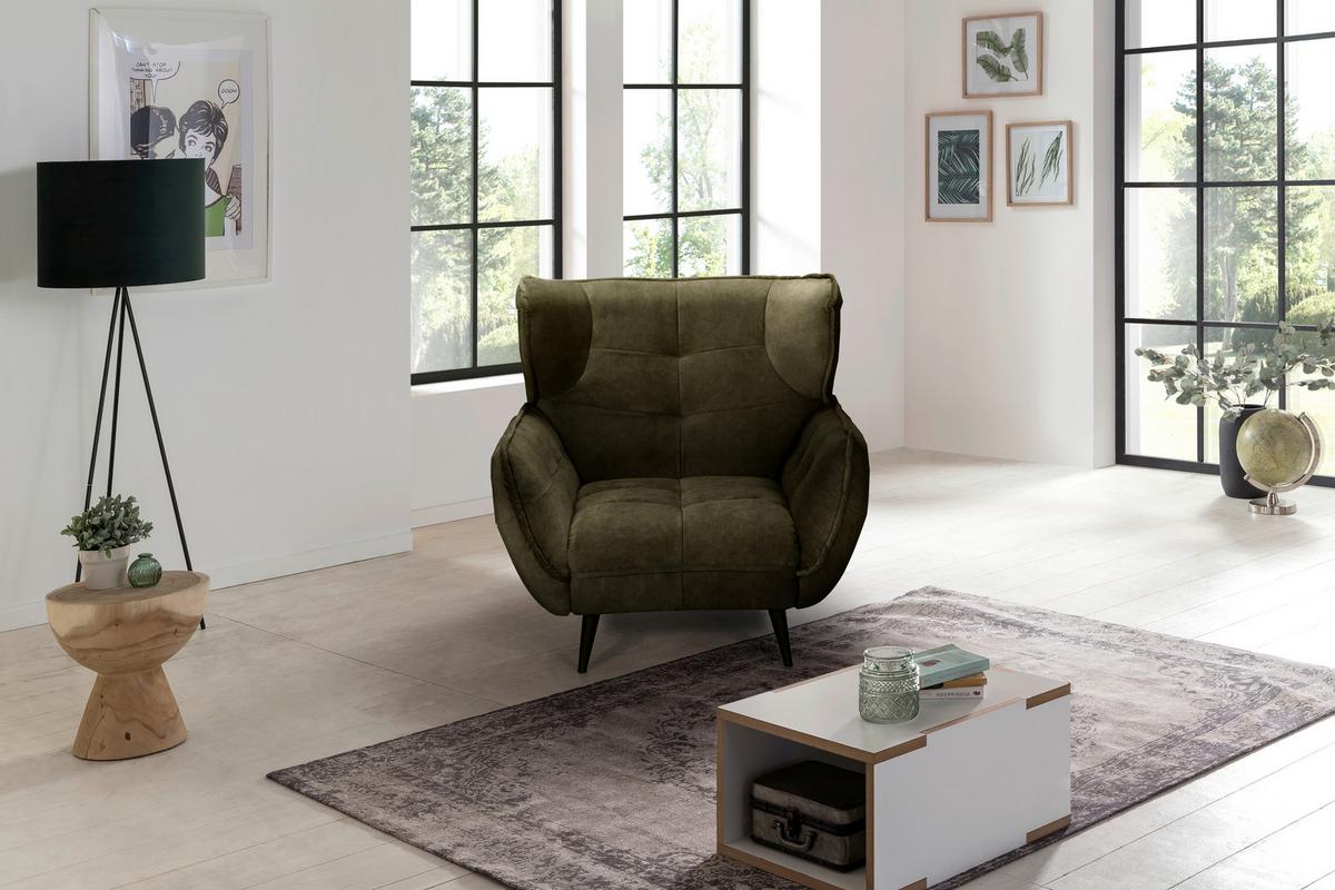 Fotel Ariana - olívazöld, Modern, textil (103/105/98cm)