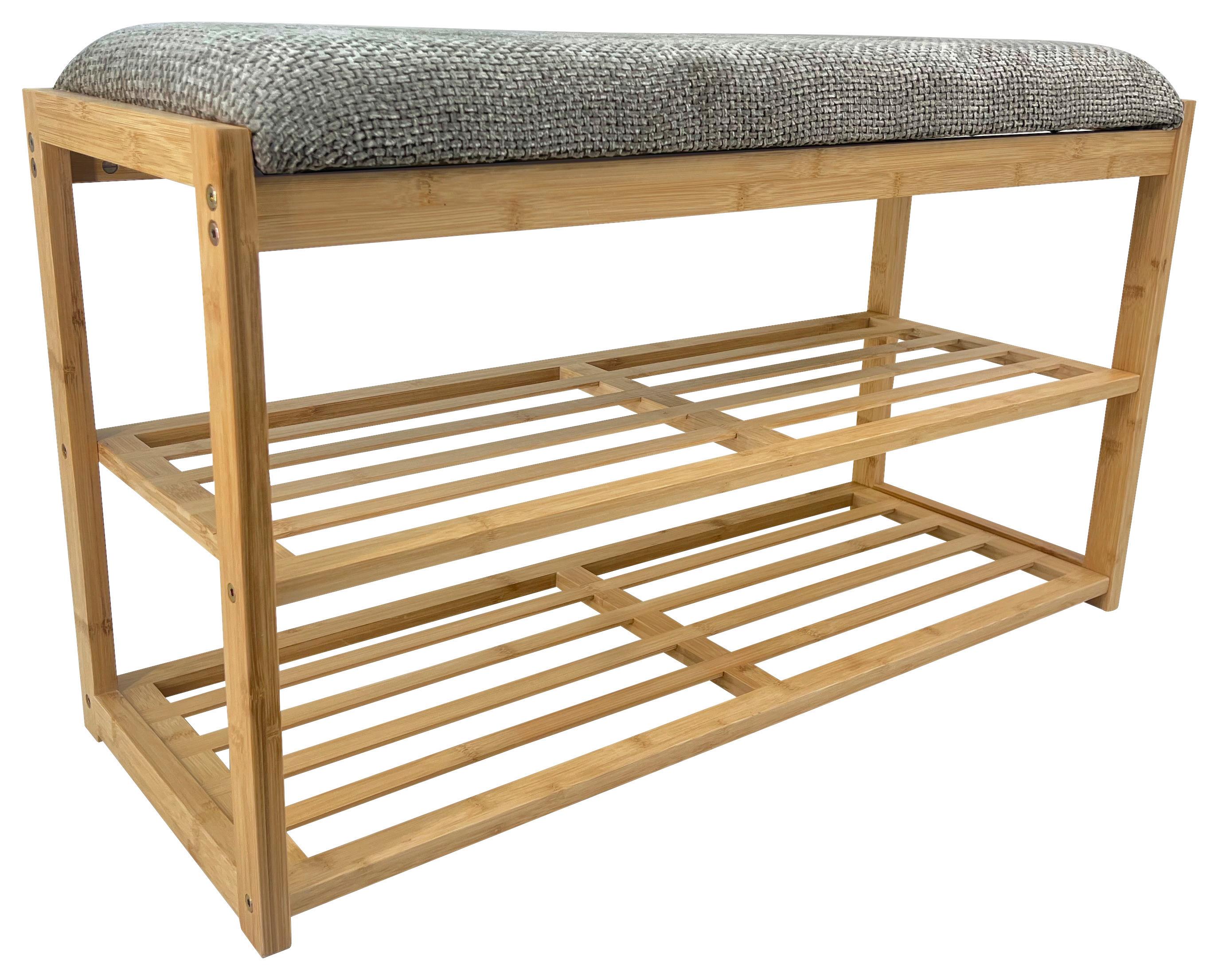 Stalak Za Cipele Sam 2 - siva/prirodne boje, Moderno, drvni materijal/tekstil (80/45/30cm) - Modern Living