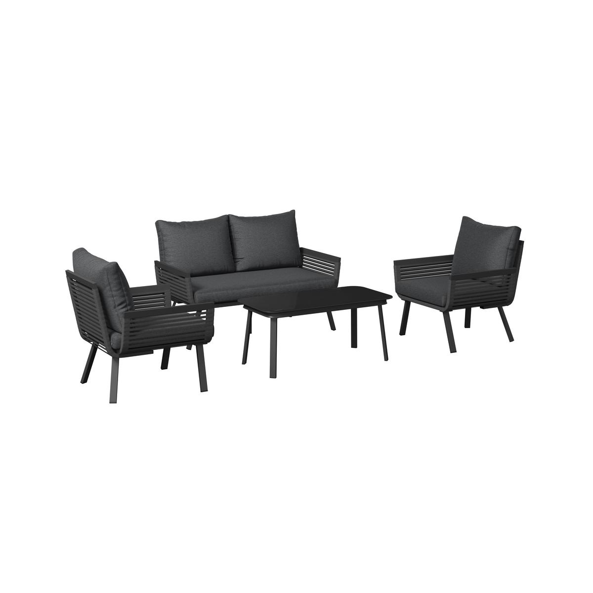 KOMPLET MEBLI TARASOWYCH VICTORIA - antracytowy/czarny, Modern, metal/tkanina (125/74/74cm) - Ambia Garden
